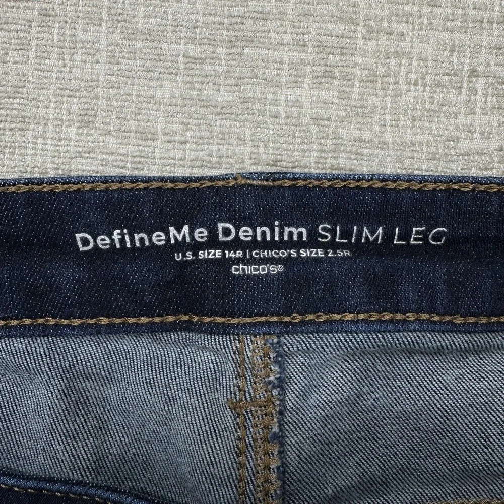 Chico's DefineMe‎ Denim Jeans Womens 14R Dark Wash High Rise Slim Leg Stretch